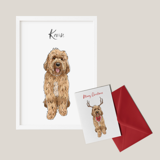 Watercolour Pet Portrait & Christmas Card Bundle